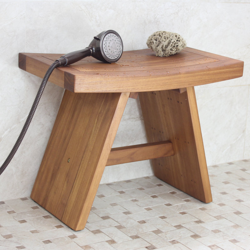 Banc de douche en teck Original Asia, H 18 po x l 24 po x P 14 po