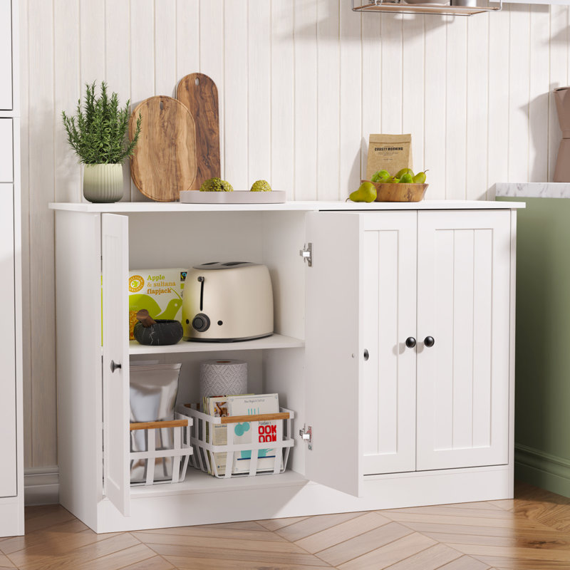 Sideboard Buffet Cabinet With Storage, 47" W Kitchen Storage Cabinet With 4 Doors, Modern Farmhouse Coffee Bar Station  Kitchen Table For Living Room Dining Room,