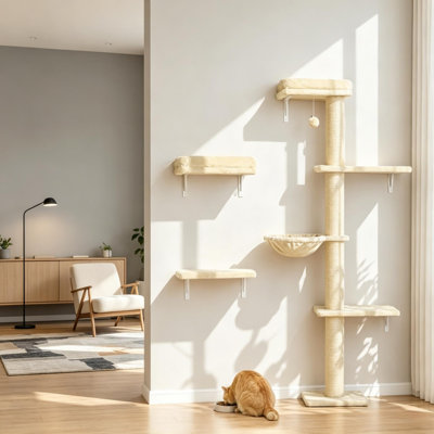 Condos et arbres à chat à économie d'espace, ensemble de panneaux de particules moelleux, maison moderne