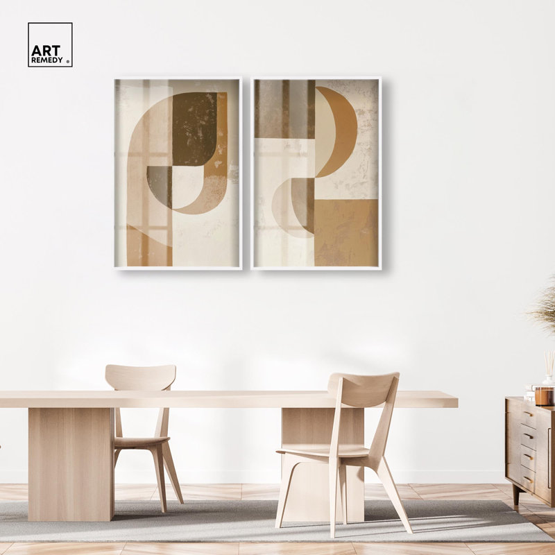 Inner Sanctum Duo Shadowbox Print Abstract Boho Art Set by Art Remedy, White Frame, 16 x 24, H 46 po x l 31 po, Cadre blanc
