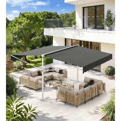 Double-Sided Outdoor Patio Manual Awning