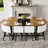 9-Piece Oval Dining Table Set, Fixed Two-Tone Wood Grain & Black Wood Grain Triamine Tabletop with 8 White PU Leather Chairs, Modern Kitchen Table Set for 8 People, Ideal for Family Gatherings-973897540-973897542