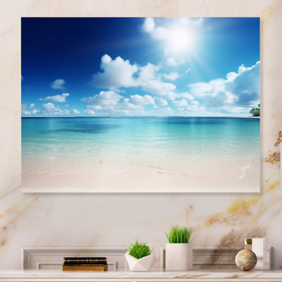 Sable et bleu mer des Caraïbes I - Décoration murale en métal plage et océan