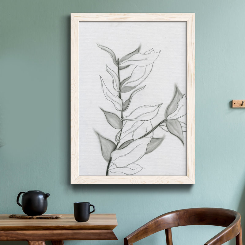 Charcoal Foliage I - Impression de cadre photo sur papier, H 37,5 po x l 27,5 po x P 1,5 po, Papier blanc