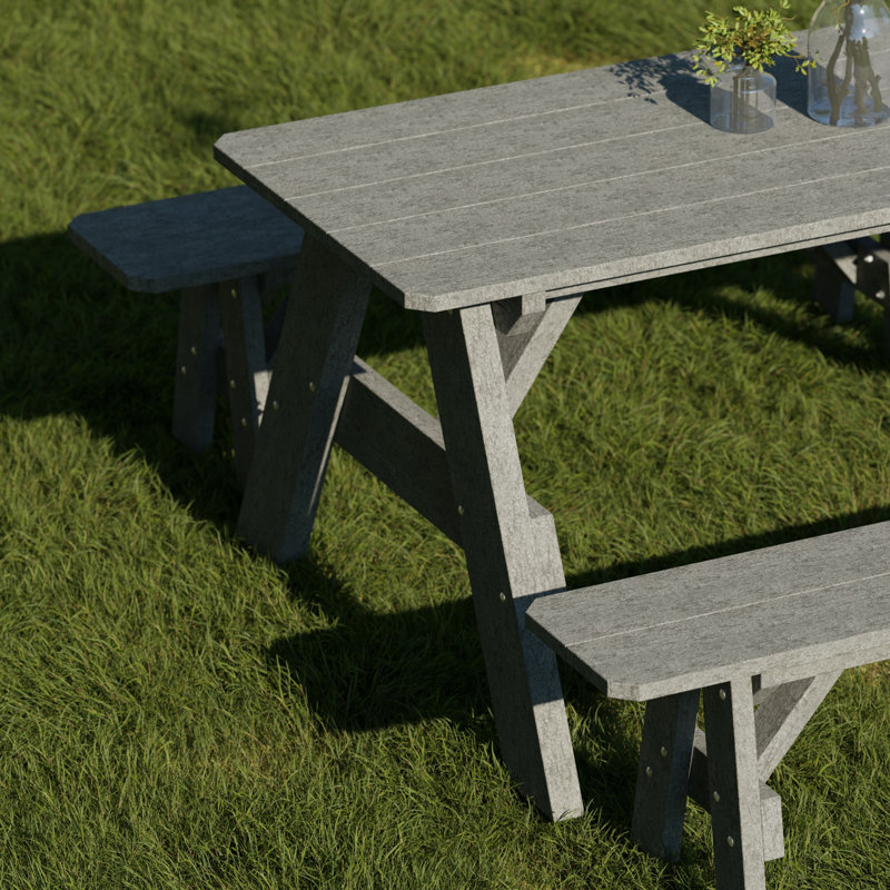 Heritage 72" Picnic Table With Detached Benches, Dark Gray