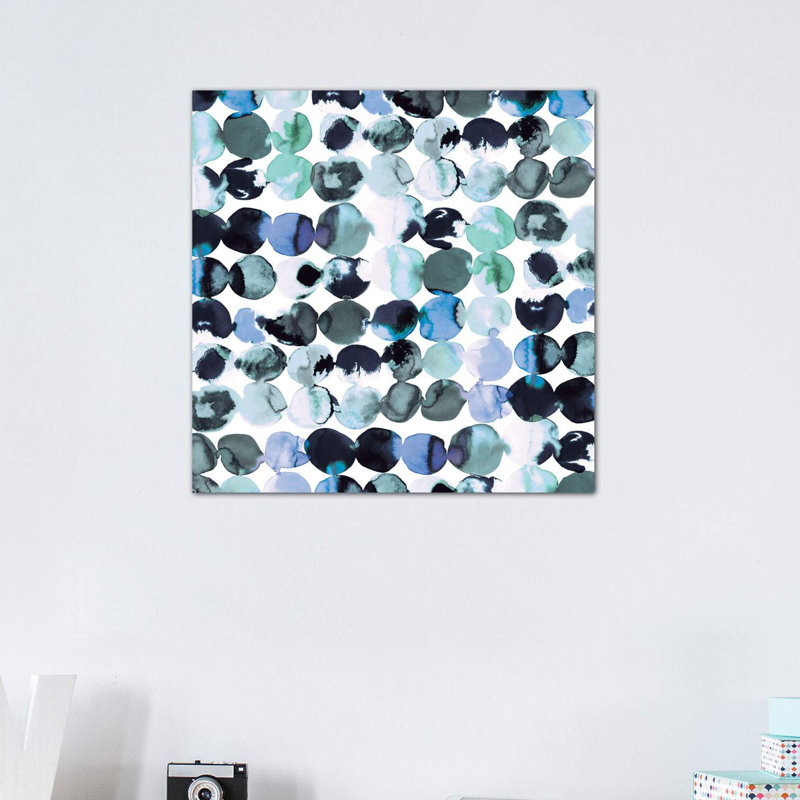 «Blue Ink Dots» par Ninola Design - reproduction d'art, Toile tendue, Pas de tapis, H 18 po x l 18 po x 1,5 po