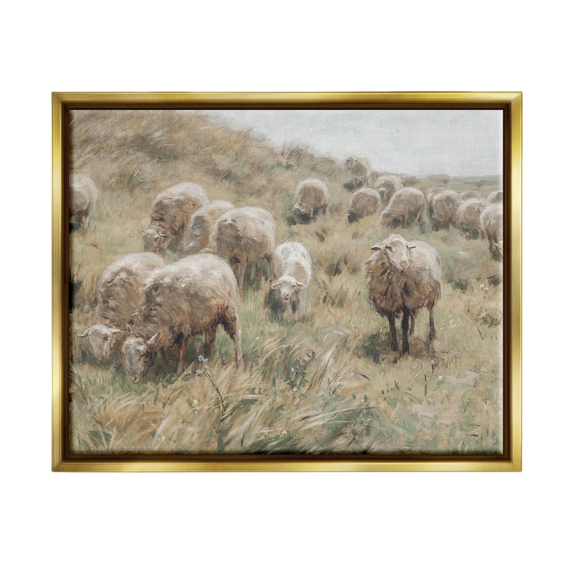 Art mural sur toile flottant, "Rurale", H 17 po x l 21 po x P 1,7 po, Cadre flottant métallique doré
