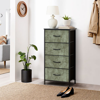4 Drawer Dresser for Bedroom, Narrow Chest of Drawers, Wooden Top and Study Iron Frame 18"x37.5"-(WxH)