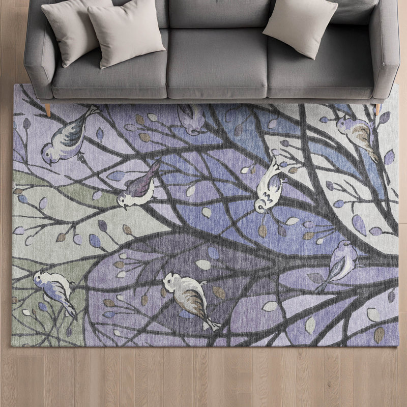 Tapis botanique de qualité supérieure lavable à la machine Mayfield AMF2336, Mauve, 10 pi x 14 pi