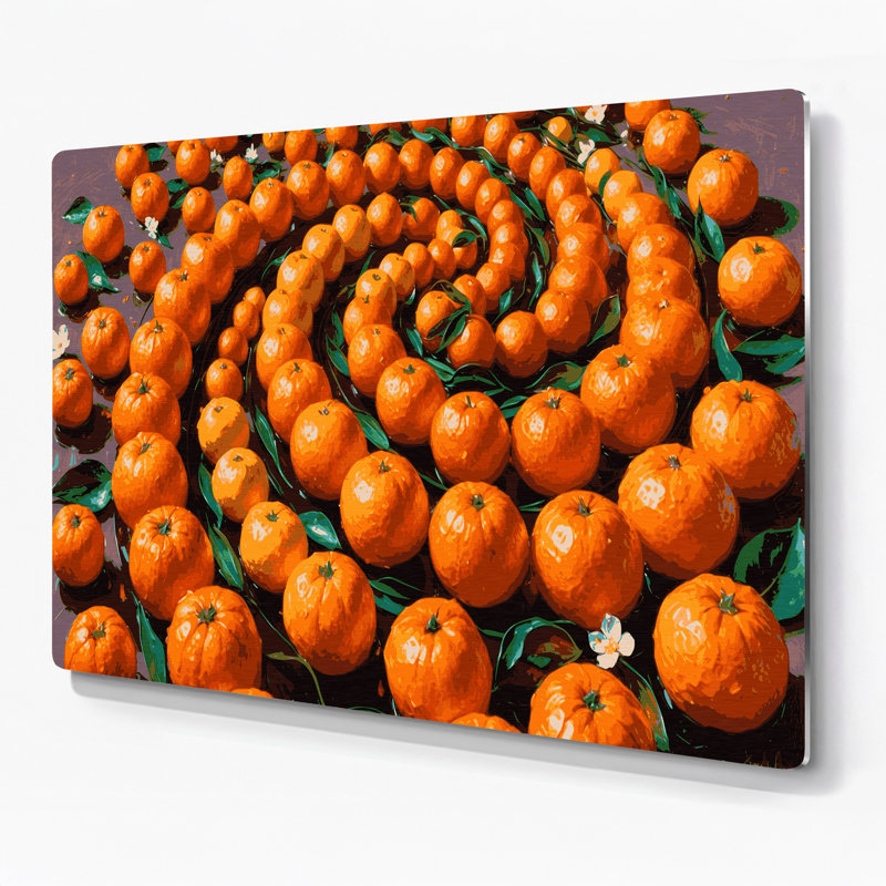 Art mural en métal fruits orange, H 11 po x l 14 po