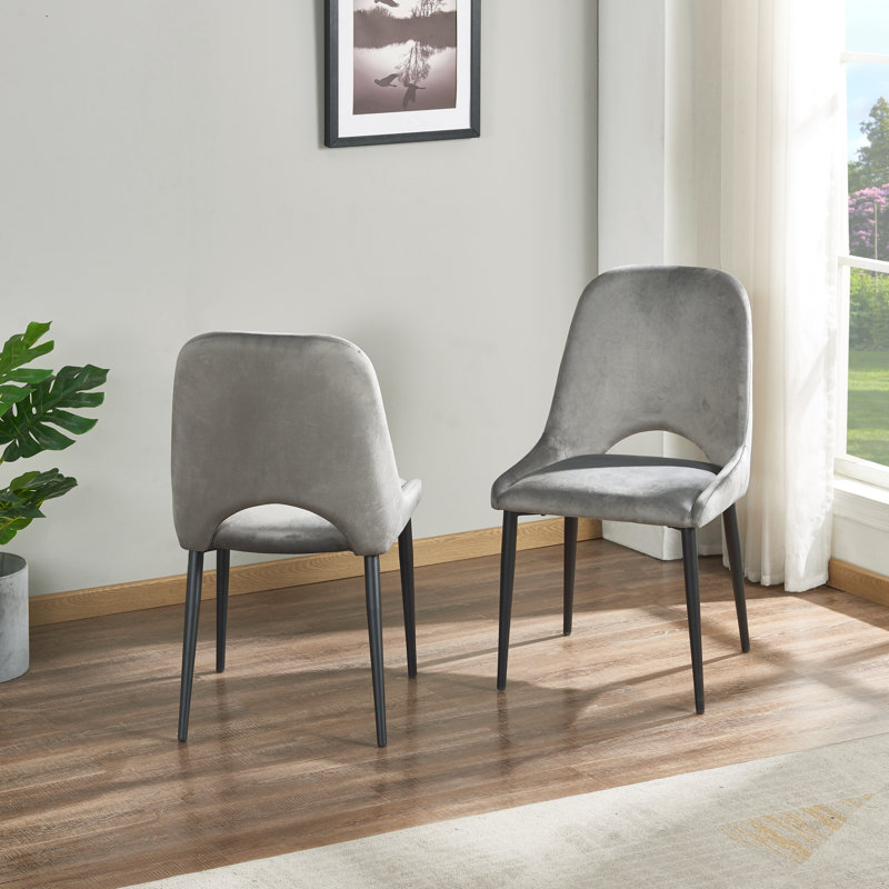 Chaise d'appoint en velours Karaya, Gris