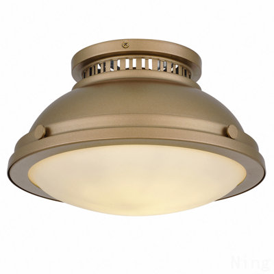 1-Light 11-In Polished Brass Flush Mount