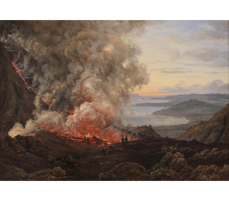 «Eruption of the Volcano Vesuvius» par Johan Christian Dahl, reproduction d'art sur toile tendue avec châssis