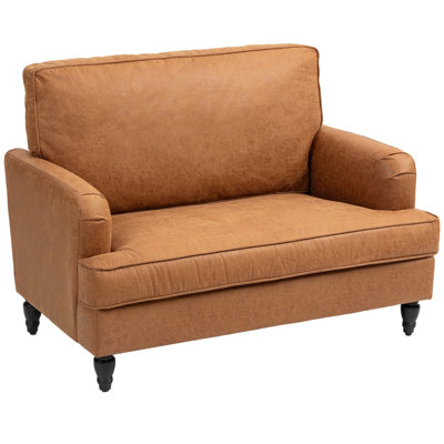 Modern Accent Chair, Upholstered Armchair with Turned Legs, Brown