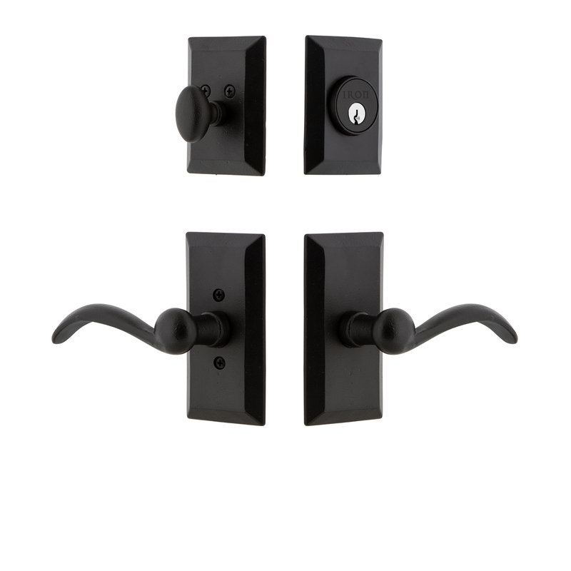 Black Iron Left Handed Entry Set with Deadbolt