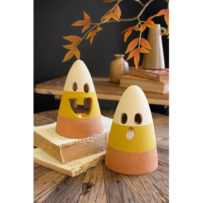  Candy Corn Lantern Set of 2 – 7" Tall Fall Decor Lights