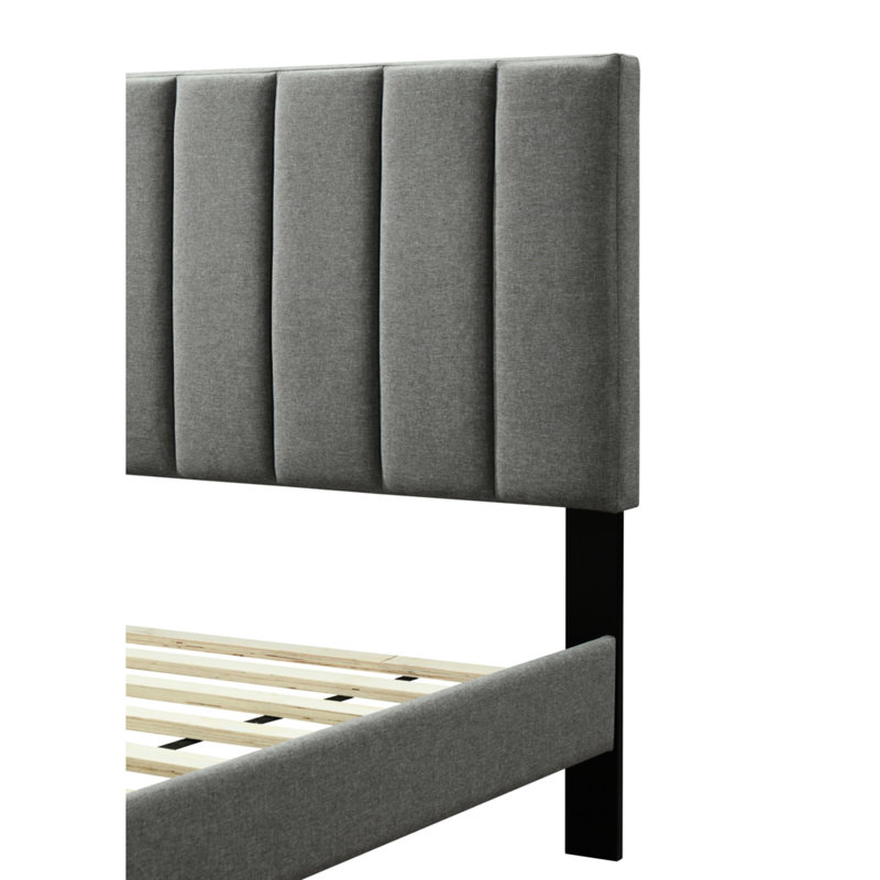 Lit simple dans une boîte avec tête de lit tapissier gris