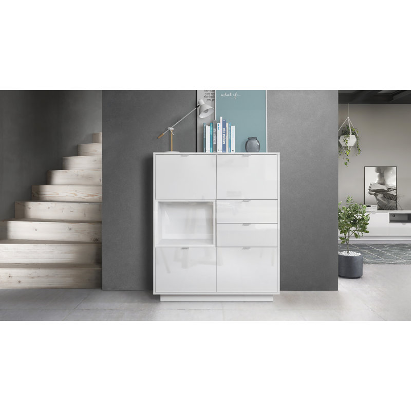 Highboard Mcclung, White (glossy), No