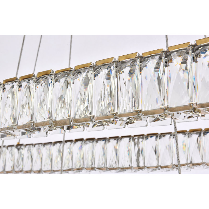 Luminaire suspendu double DEL chromé Maart, Or, H 80 po x l 50 po x P 19 po