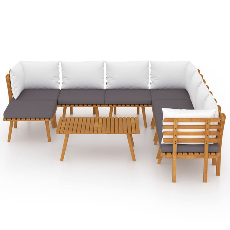 Chaise longue avec coussins 4 pièces Damita, 9 pièces: 3 en coin, 4 au milieu, repose-pieds, t