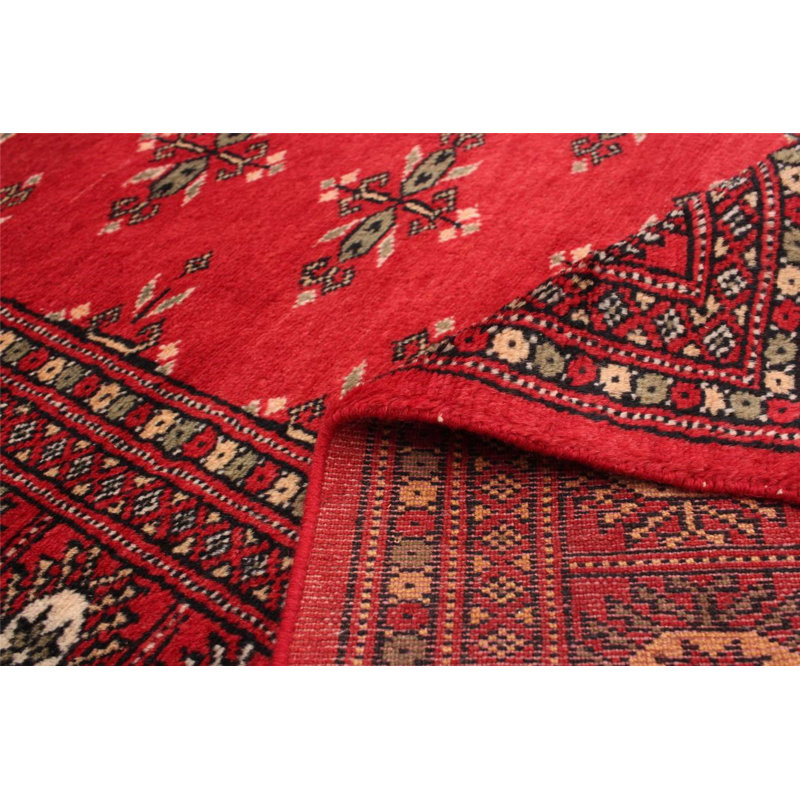 Tapis unique en laine noué à la main style Bokhara des années 2010 de 3 pi x 5 pi 1 po Pulis