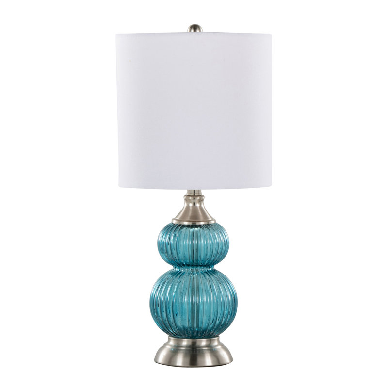 Lampe d'appoint 20 "en verre saphir bleu Belle, abat-jour en lin blanc de Grandview Gallery par LumiSource - ensemble de 2