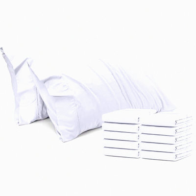 BulkSoft Pillowcase Set - 12 Pack Envelope Closure Microfiber Pillow Covers - Fade Resistant White Pillowcases 20 x 40 Inches - Shrinkage Proof