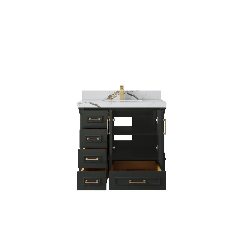 Aberdeen 36'' Single Bathroom Vanity with Top, Calacatta Gold