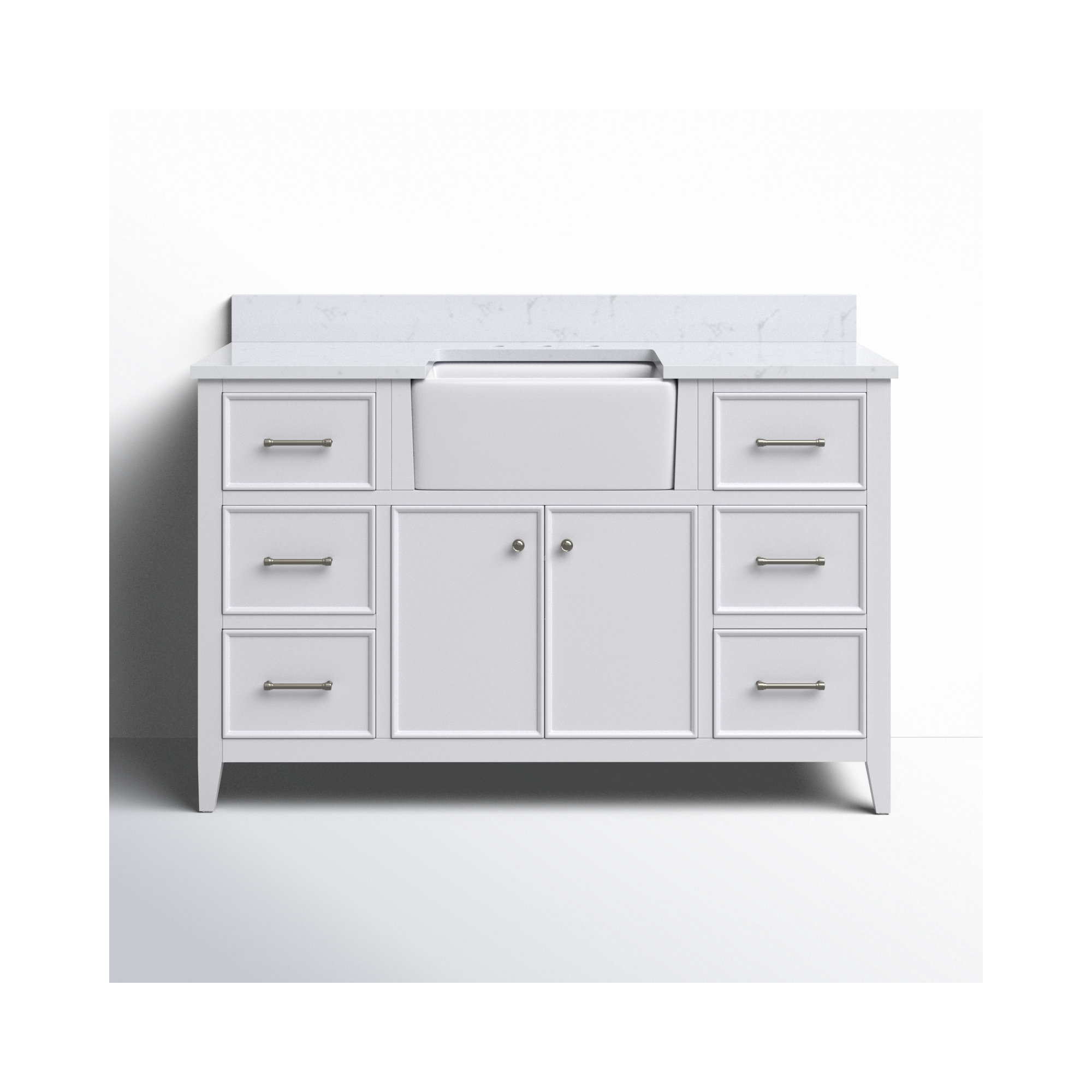 Aisa 54" Single Bathroom Vanity, White/Brushed Nickel
