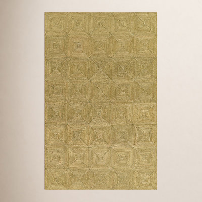 Mykonos Hand Woven Jute Geometric Green Area Rug 5' X 7'6"