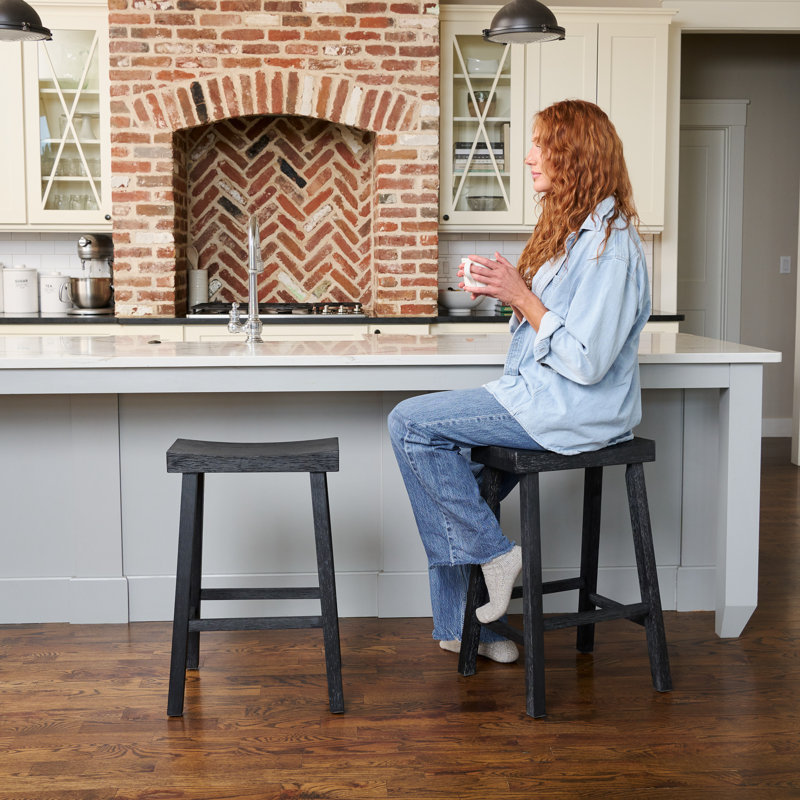 Maven Lane Vincent Wooden Kitchen Stool, Counter Stool ( 26" Seat Height ), Antiqued Black