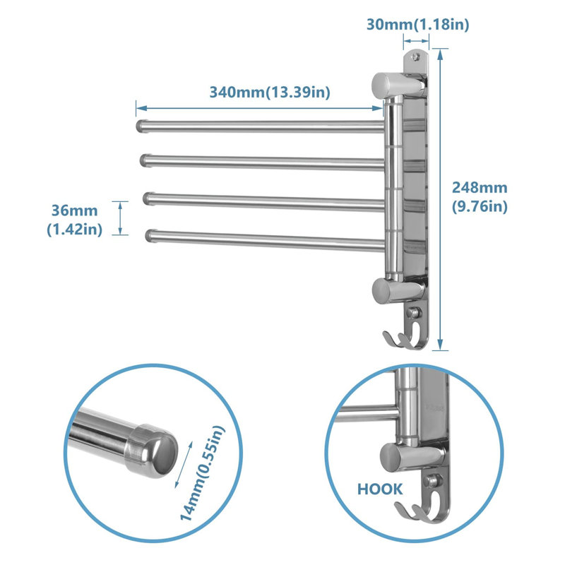 Gimbya 34 cm L Towel Rack, Stainless Steel