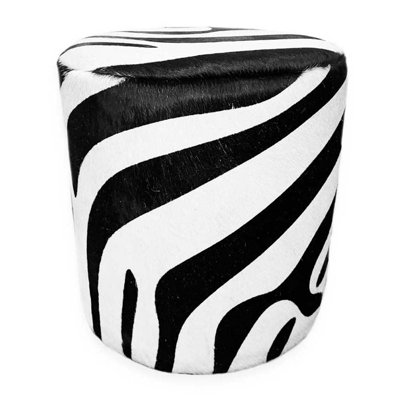 Round Ottoman in Zebra