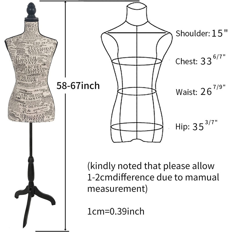MeetingHome Adjustable 67" H Dress Form, Brown/White
