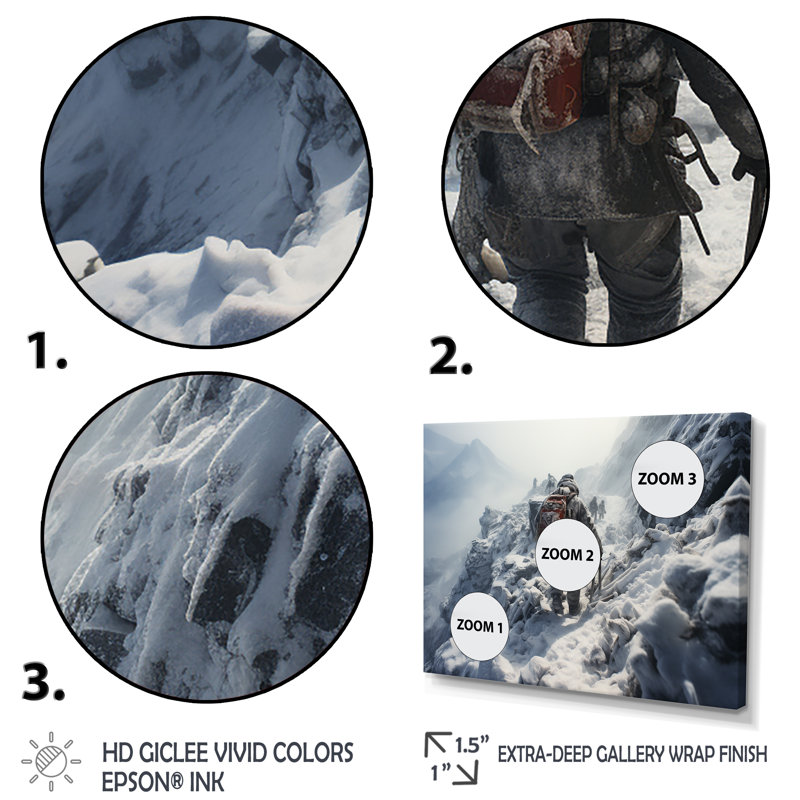 Hick Winter Mountain Track III - Randonnée, art mural, Cadre d'angle fermé noir, H 30 po x l 40 po x P 1,5 po