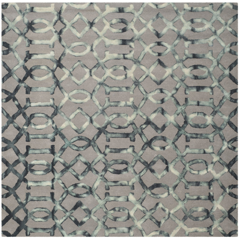 Budde Hand Tufted Wool Abstract Rug, Square 7'