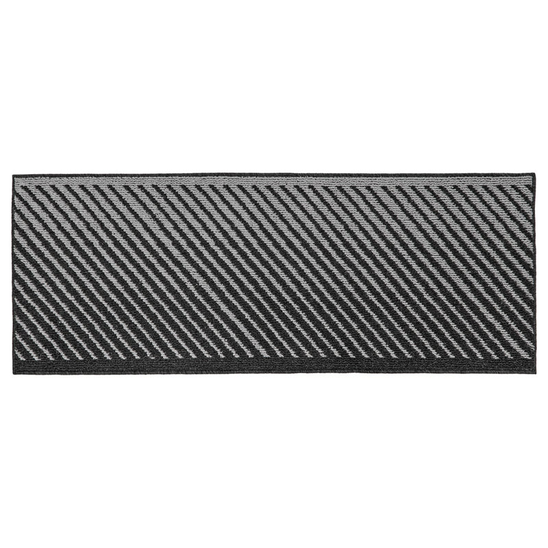 Non-Slip Striped Indoor Doormat, Black, Rectangle W57 x L150 cm