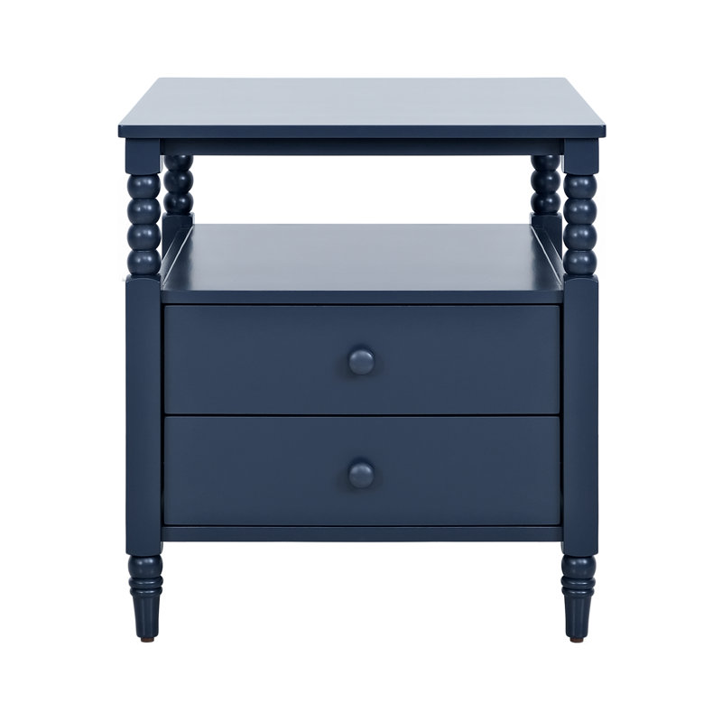 Spindle Two Drawer Nightstand, Blue