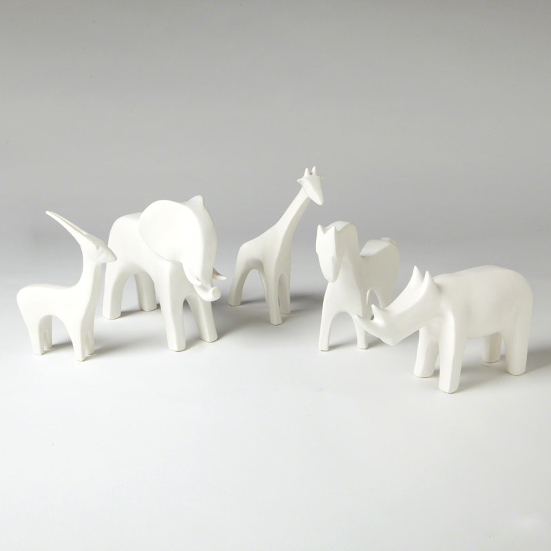 White Ceramic Elephant Statue with Electroplated Glaze