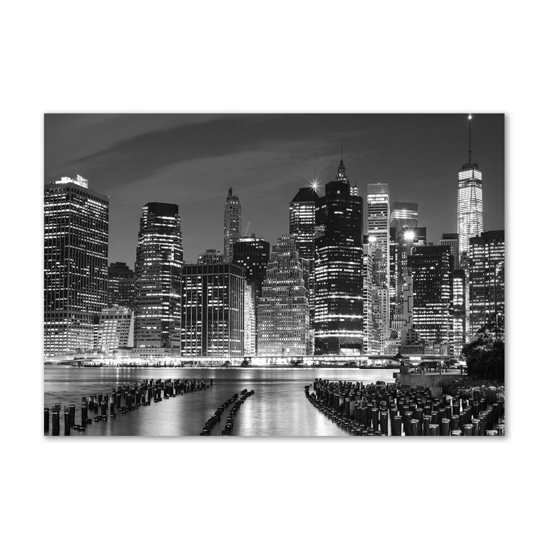Manhattan By Night - Wrapped Canvas Print