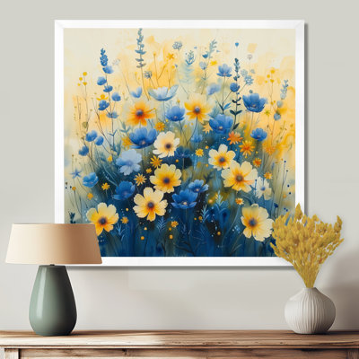 'Yellow Blue Garden Of Dreams Daisy S I - Daisy Wall Art Print