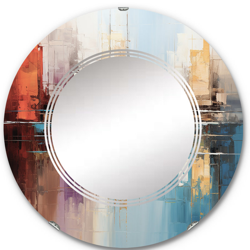 Berkine - Miroir mural abstrait rond, 24 po x 24 po