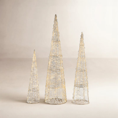 3-Piece LED Twinkle Lighted Cone Tree Set