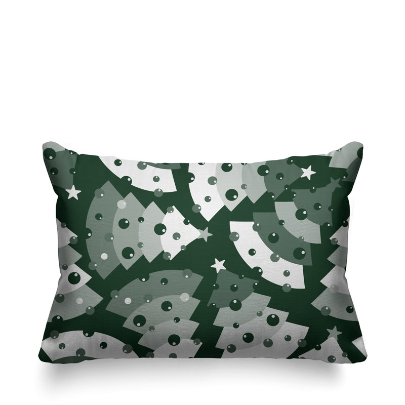 Coussin décoratif intérieur / extérieur Christmas Tree, Sauge, 14 po x 20 po, Rectangulaire