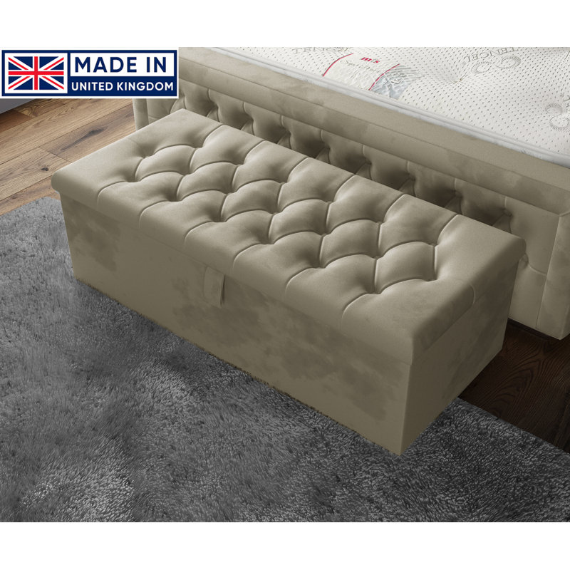 Candace 102cm Wide Tufted Rectangle Storage Ottoman with Hydrolic Arm, Coffee