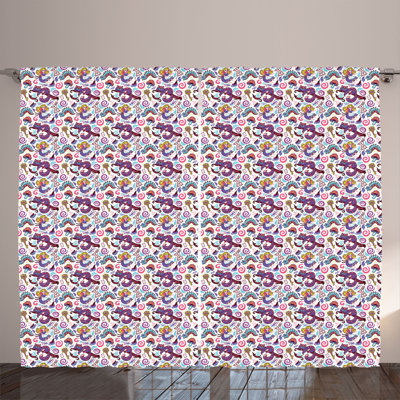 Rustic curtain, fairy tale caterpillar, multi -colored