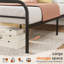 Structure de lit plateforme classique en métal, sommier avec support en lattes d'acier, rangement sous le lit, aucun sommier requis, assemblage facile-120466635