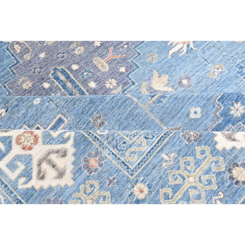 Tapis bleu clair unique de 8 pi 3 po x 9 pi 11 po