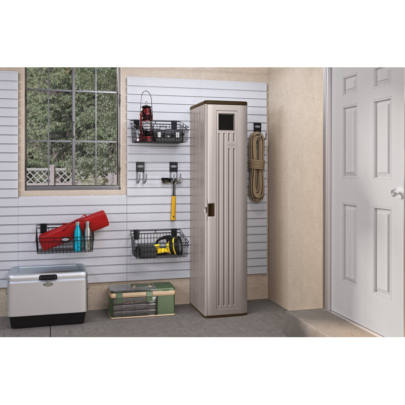 Tall Platinum Resin Freestanding Lockable Storage Locker with Adjustable Shelving