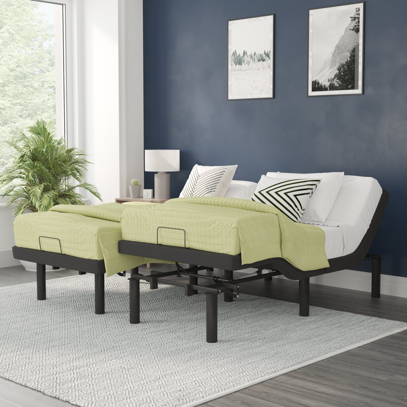 Overton Anti-skid Upholstered Adjustable Bed Base with Wireless Remote, Split King